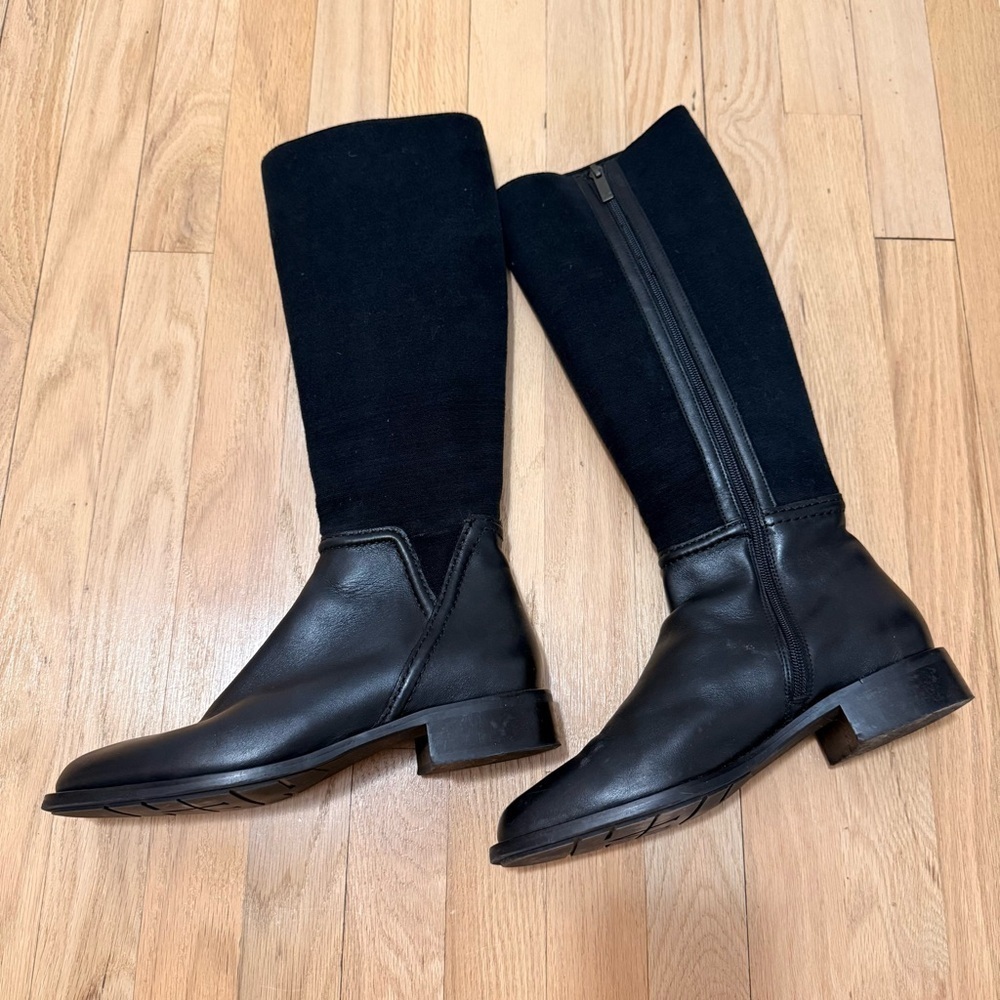 Aquatalia Black Knee-High Tall Leather Boots Size 8.5 Retail for $650 - Picture 2 of 10